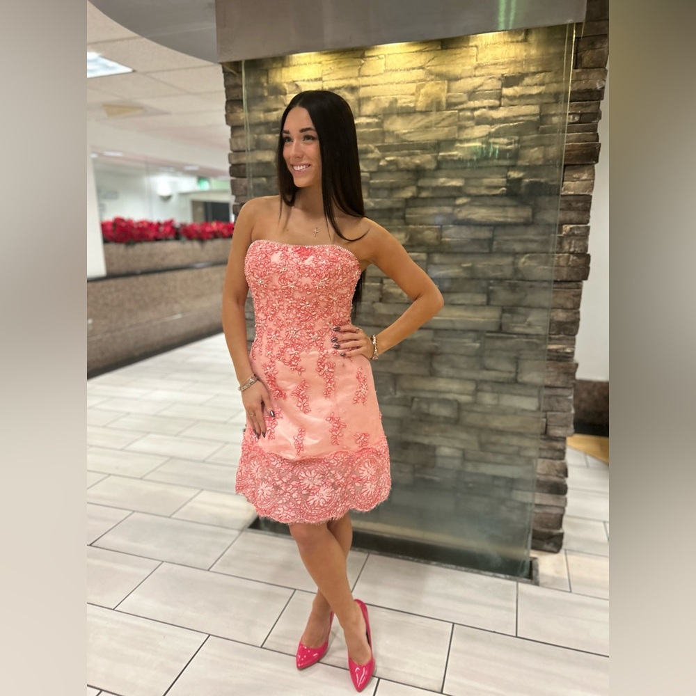 Pretty in Pink Beaded & Lace Cocktail Dress